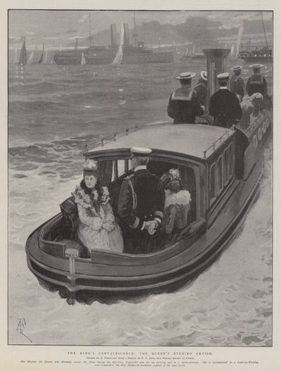 Het herstel van de koning, de avondcruise van de koningin door Amedee Forestier